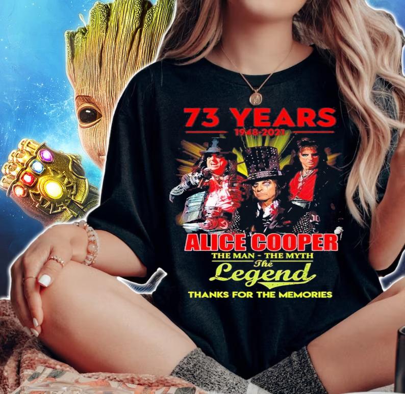 73 Years 1948-2021 Alice Cooper The Man The Myth The Legend Thank You For The Memories Shirt t-shirt woman shirt