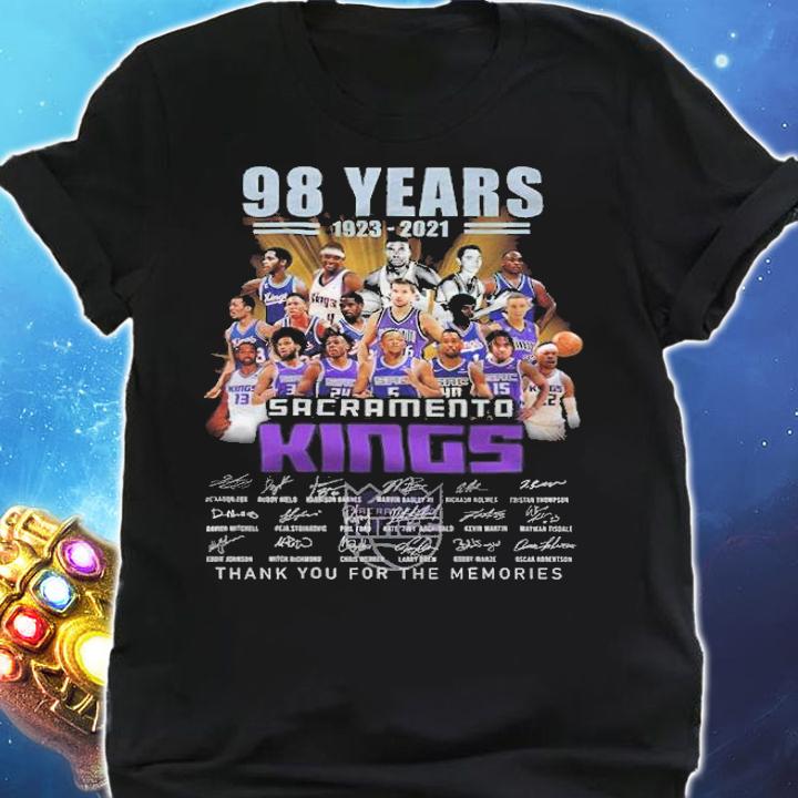 98 Years 1923-2021 Sacramento Kings Signatures Thank You For The Memories Shirt t-shirt shirt