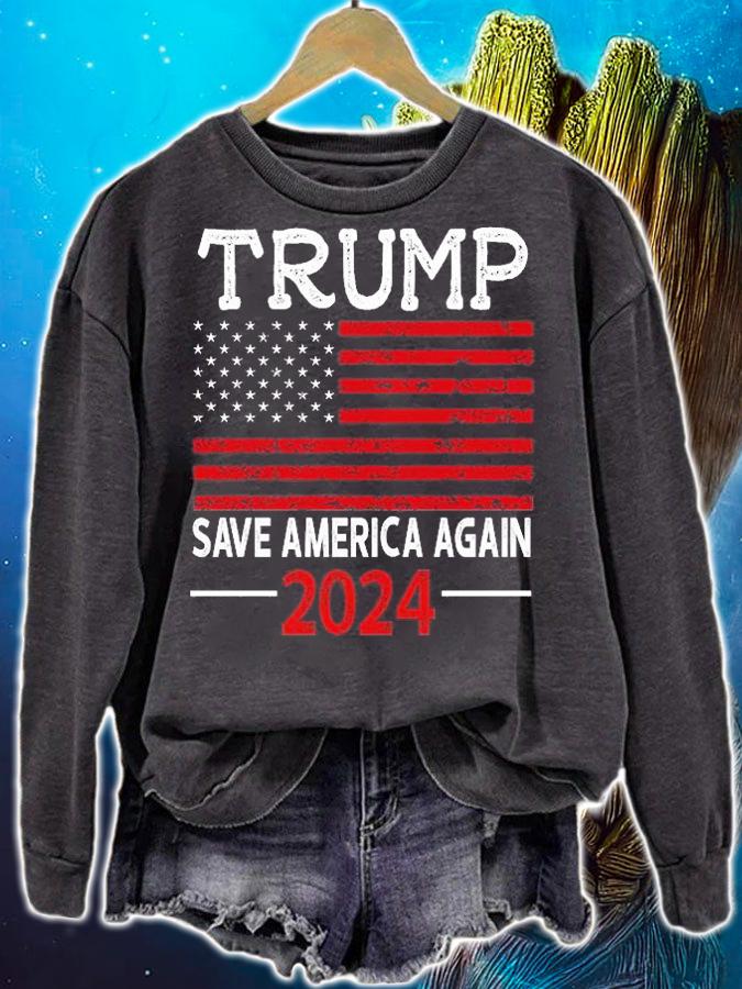 2024 Trump Save America Again USA Flag Vintage T-Shirt t-shirt sweatshirt