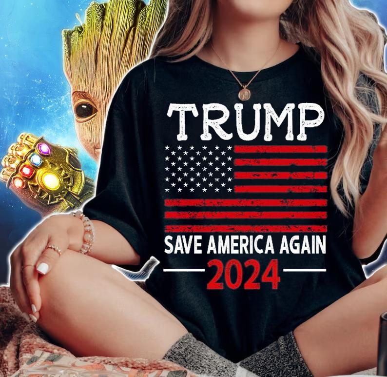 2024 Trump Save America Again USA Flag Vintage T-Shirt t-shirt woman shirt
