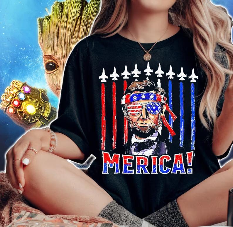 Abraham Lincoln 4th Of July Merica Patriotic American Flag T-Shirt t-shirt woman shirt