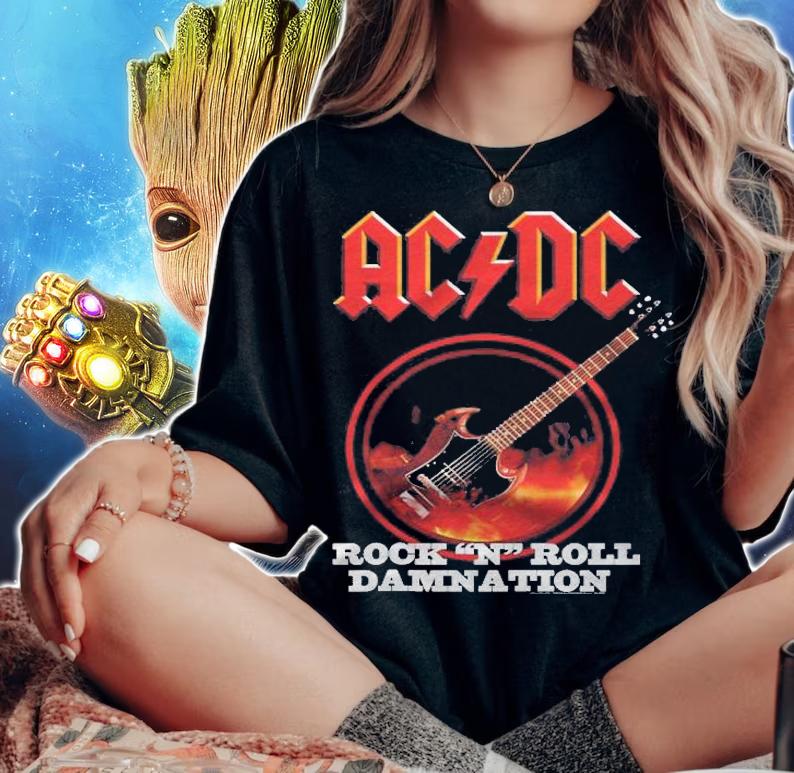 Acdc  Rock N Roll Damnation T-shirt t-shirt woman shirt