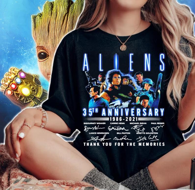 Aliens 35th Anniversary 1986-2021 Signatures Thank You For The Memories Shirt t-shirt woman shirt