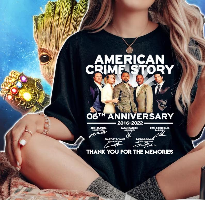 American Crime Story 06th Anniversary 2016-2022 Signatures Thank You For The Memories Shirt t-shirt woman shirt
