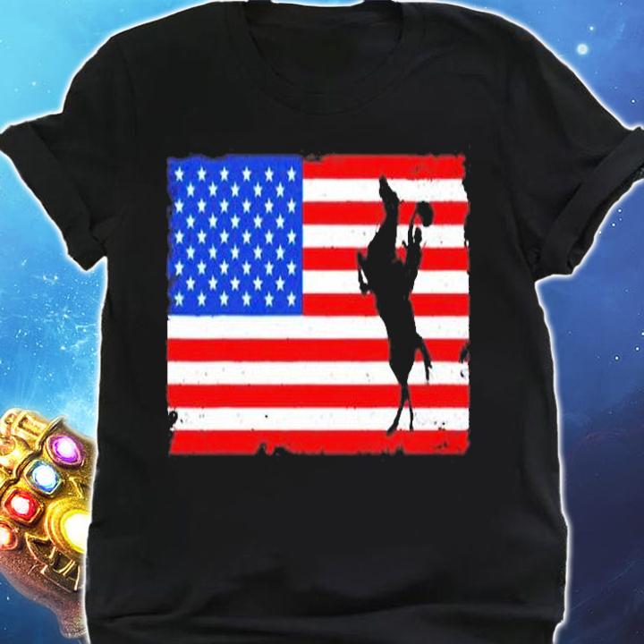 American Flag Distressed Horse Riding Rodeo T-Shirt t-shirt shirt