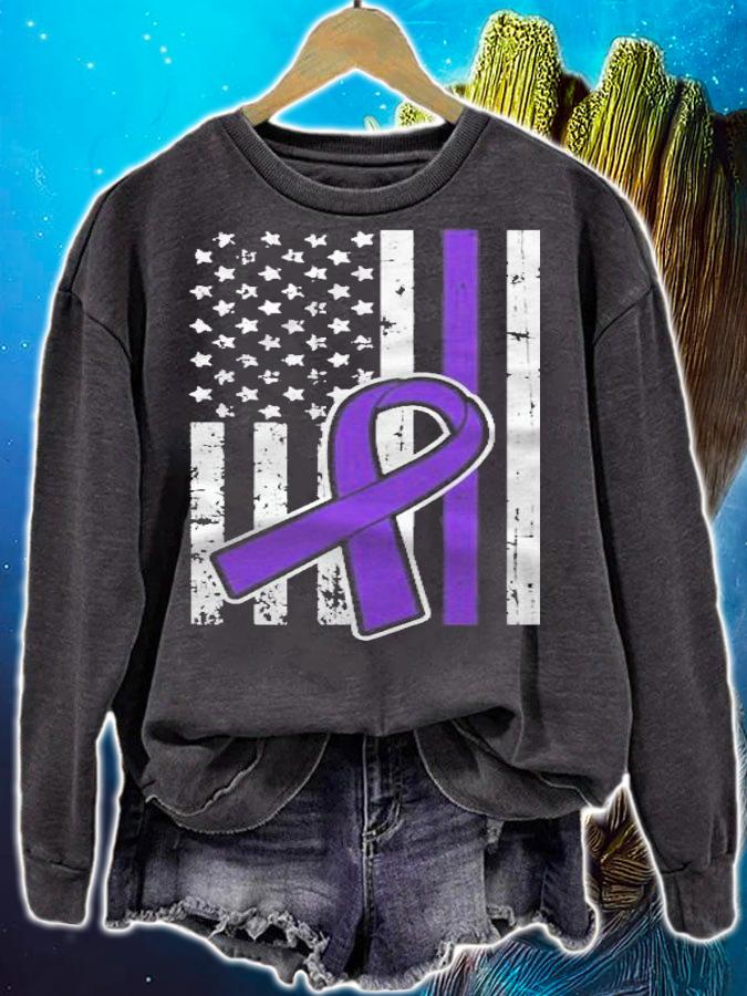 American Flag Us Purple Ribbon Lupus Cool Awareness Gifts T-shirt t-shirt sweatshirt