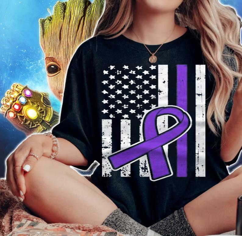 American Flag Us Purple Ribbon Lupus Cool Awareness Gifts T-shirt t-shirt woman shirt