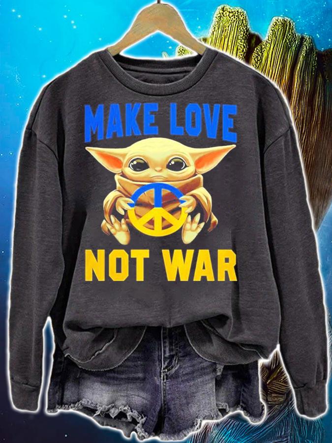 Baby Yoda Hug Make Love Not War Ukraine Shirt t-shirt sweatshirt