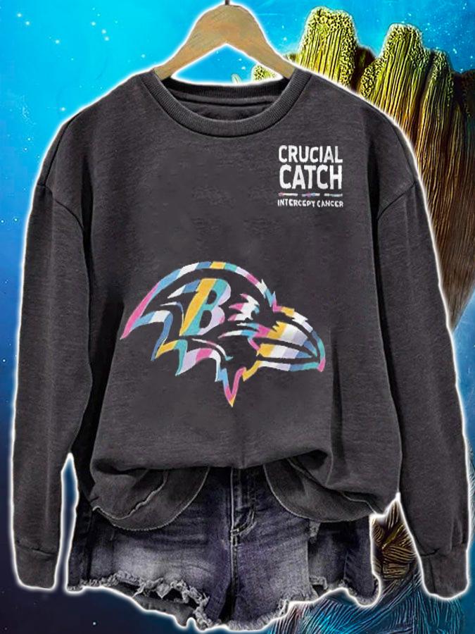 Baltimore Ravens football team crucial catch intercept cancer T-shirt t-shirt sweatshirt