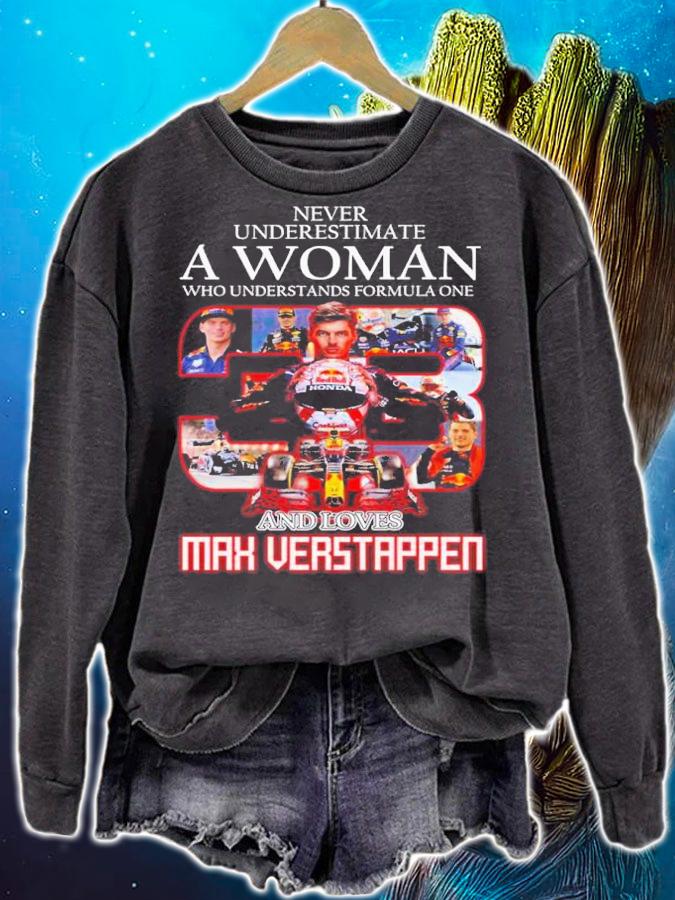 Best Never Underestimate A Woman Who Understands Formula One And Loves Max Verstappen Shirt t-shirt sweatshirt