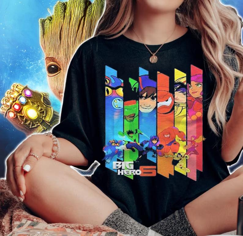 Big Hero 6 Character Action Panel Portrait Shirt t-shirt woman shirt