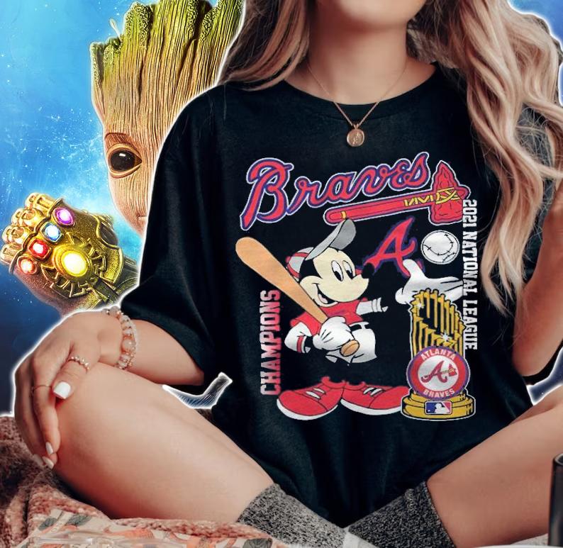 Braves 2021 National League Mickey Mouse shirt t-shirt woman shirt
