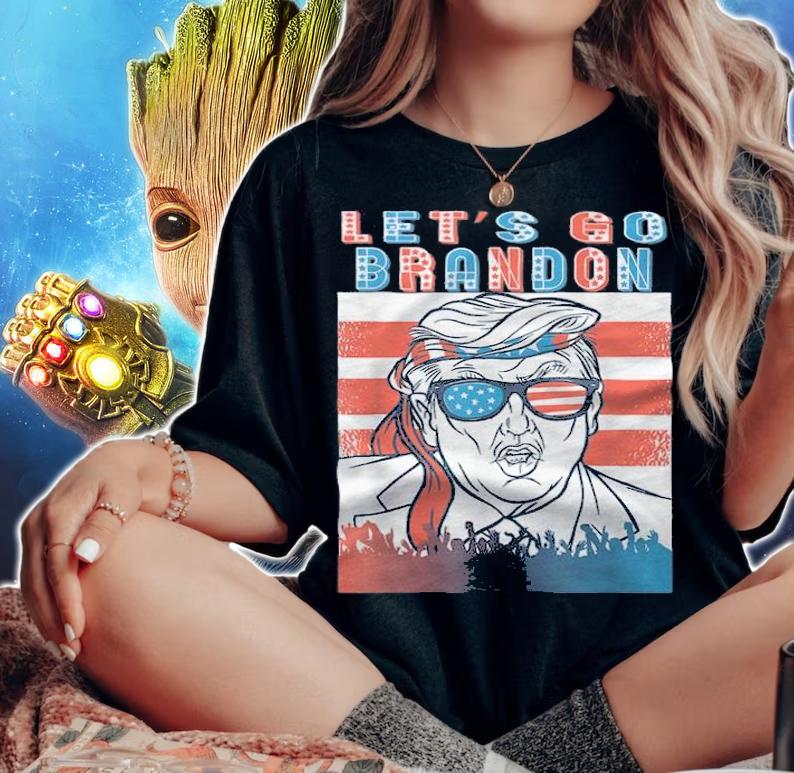 F Joe Biden let's Go Brandon Graphic Donald Trump USA Flag T-Shirt t-shirt woman shirt