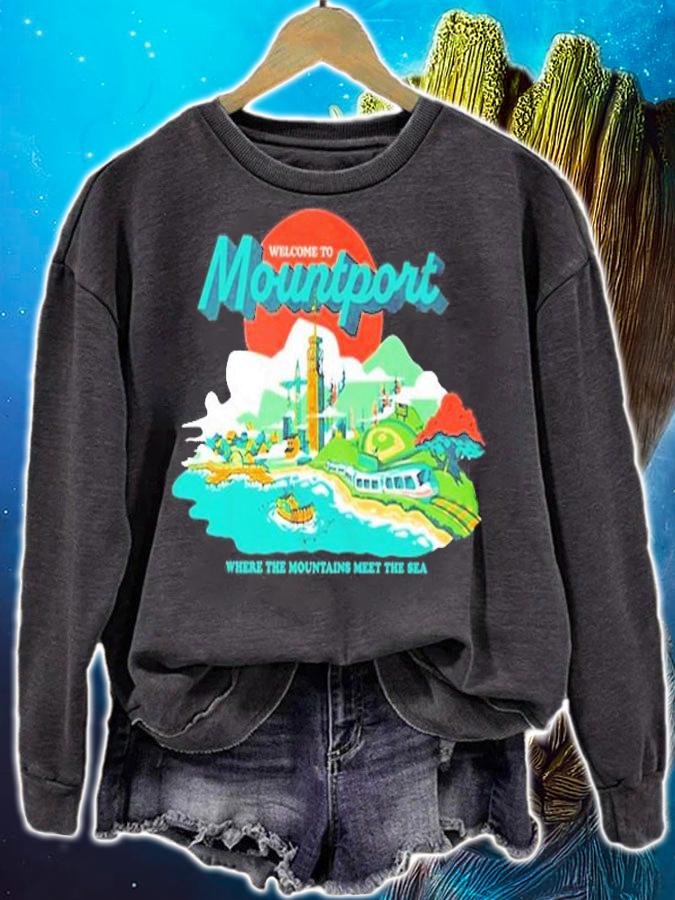 Dropout Welcome To Mountport Where The Mountains Meet The Sea T-Shirt t-shirt sweatshirt