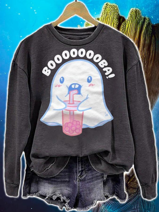 Ghost Drinking Japanese Boba Bubble Tea Halloween Costume Shirt t-shirt sweatshirt