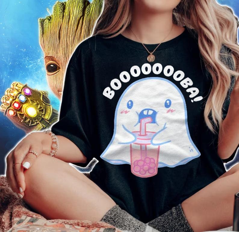 Ghost Drinking Japanese Boba Bubble Tea Halloween Costume Shirt t-shirt woman shirt