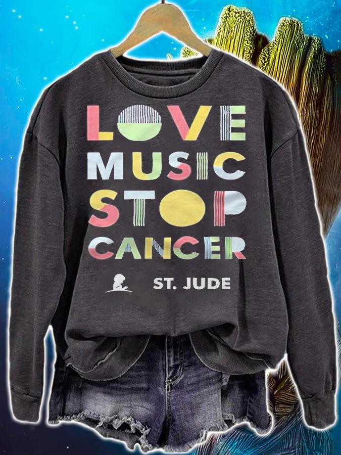 Love music stop cancer St.Jude T-shirt t-shirt sweatshirt