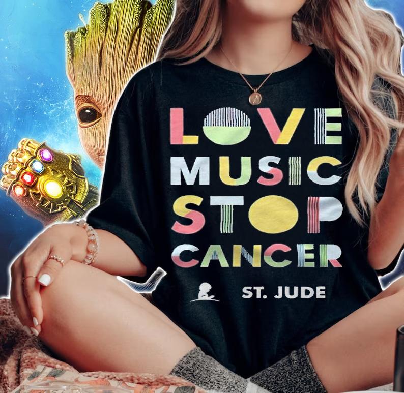 Love music stop cancer St.Jude T-shirt t-shirt woman shirt