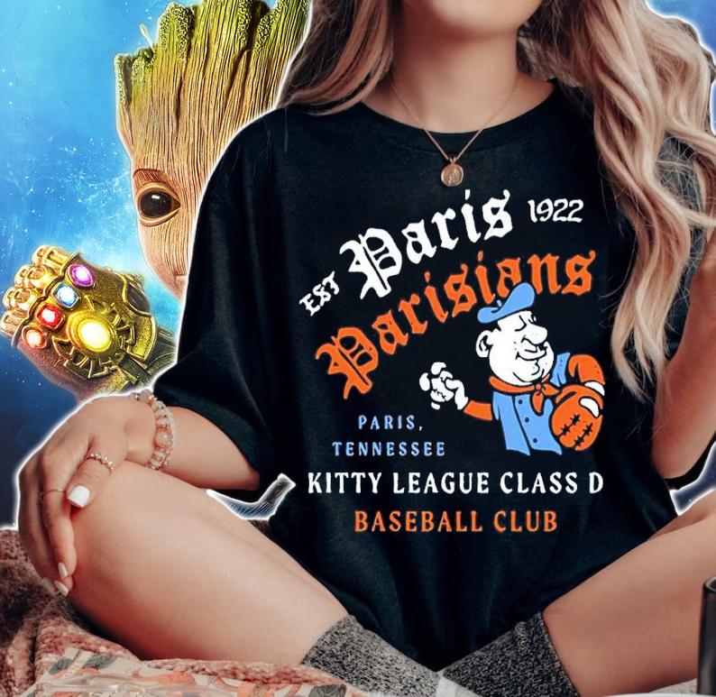 Paris Parisians Tennessee Kitty League Class D Baseball Club Shirt t-shirt woman shirt