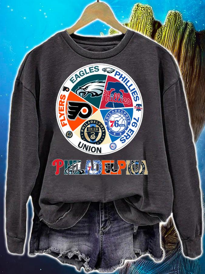 Philadelphia Sports Teams Logo Flyers Eagles Phillies 76ers Union t-shirt sweatshirt