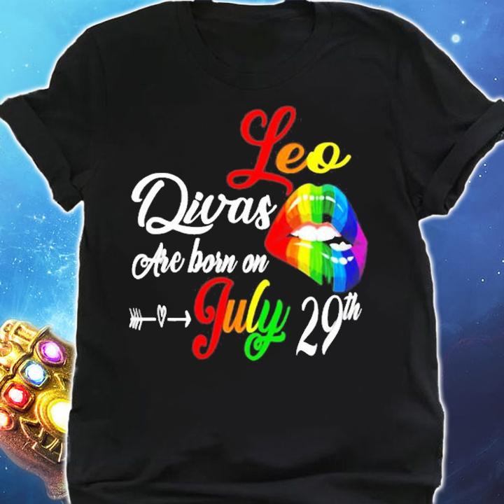 Womens Rainbow Lips Divas Are Born On July 29Th Leo Girl Birthday T-Shirt t-shirt shirt