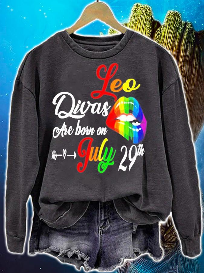 Womens Rainbow Lips Divas Are Born On July 29Th Leo Girl Birthday T-Shirt t-shirt sweatshirt