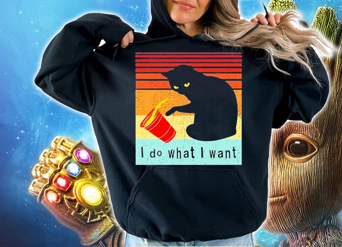 I Do What I Want Black Cat Vintage T-Shirt t-shirt hoodie