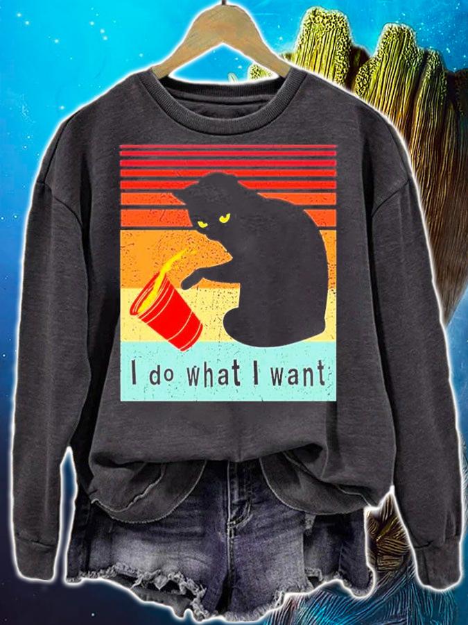 I Do What I Want Black Cat Vintage T-Shirt t-shirt sweatshirt