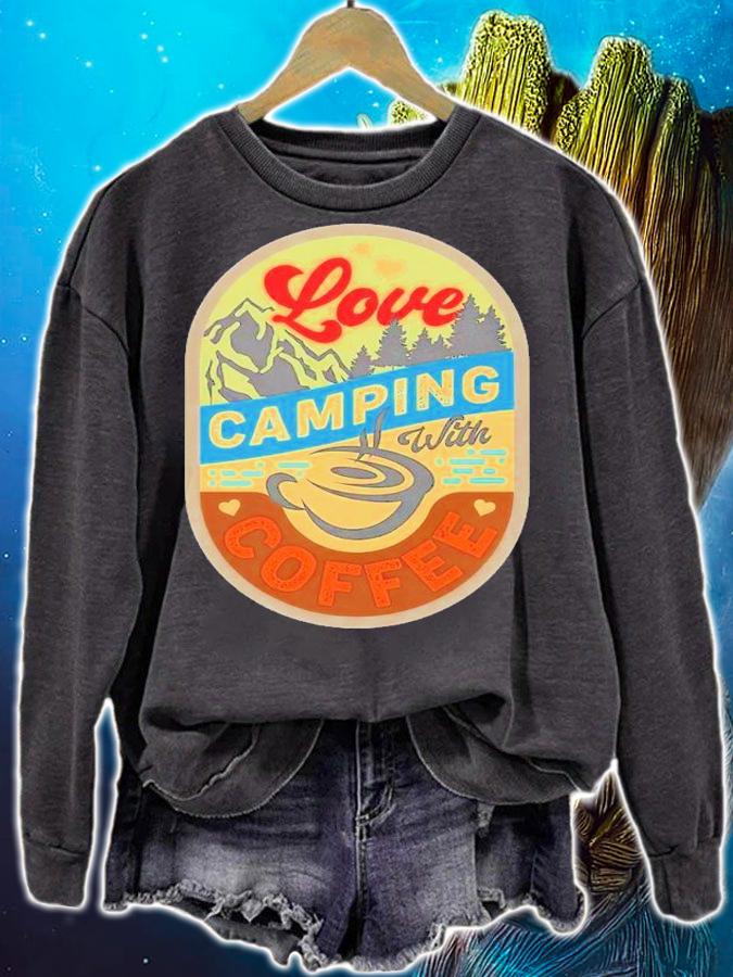 Love Camping With Coffee Retro Shirt t-shirt sweatshirt