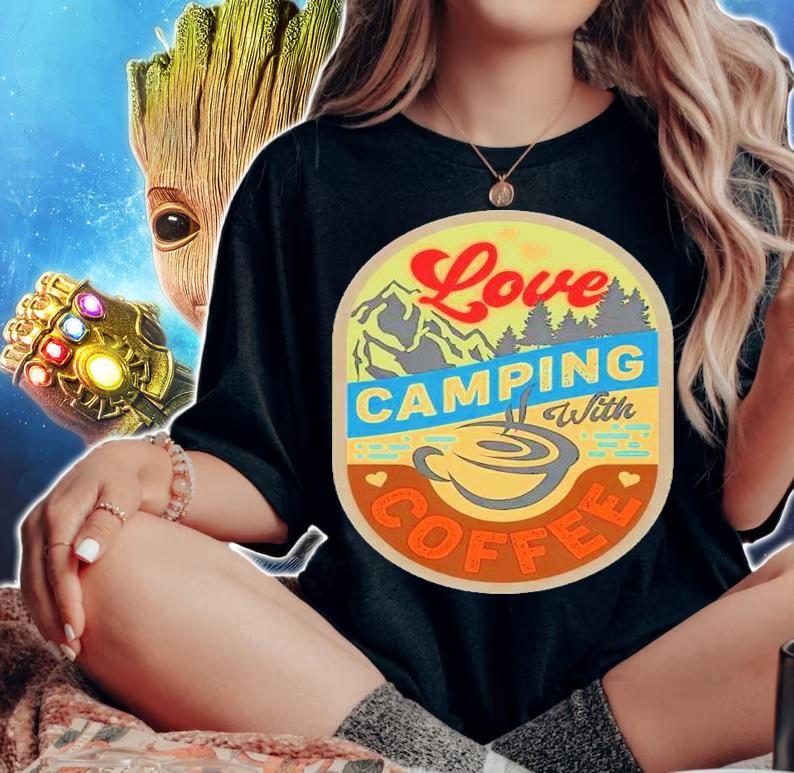 Love Camping With Coffee Retro Shirt t-shirt woman shirt