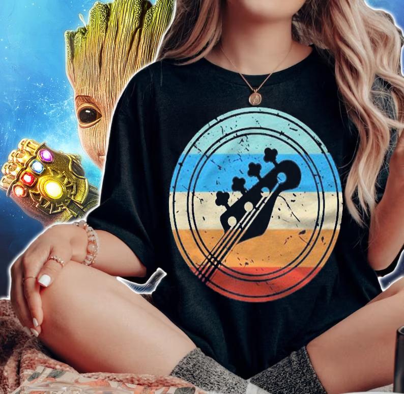 Retro Bass Guitar Musical Instrument Shirt t-shirt woman shirt