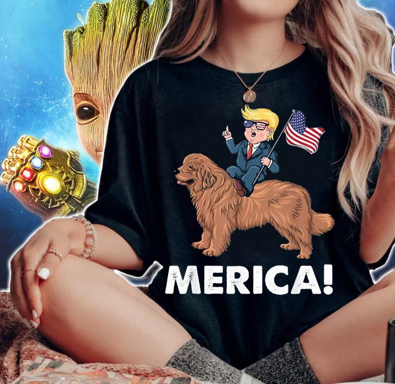 Trump Merica NewFoundLand Dog American Hero 4th of T-Shirt t-shirt woman shirt