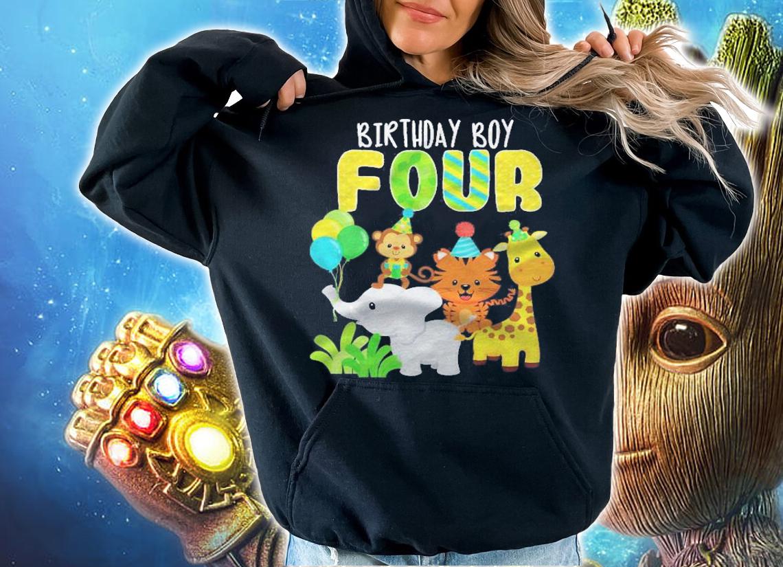 Zoo Safari Jungle Animals 4Th Birthday 4 Years Old Birthday Shirt t-shirt hoodie