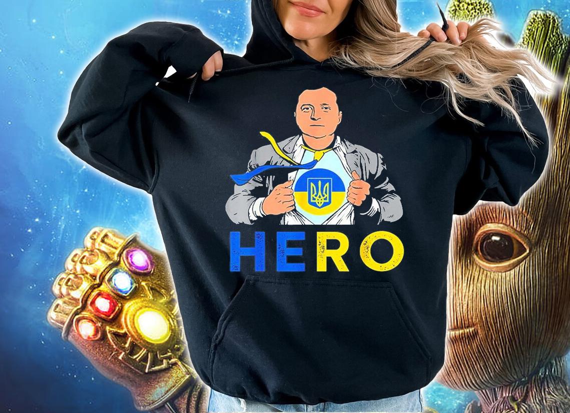 Hero Volodymyr Zelensky I Stand With Ukraine Ukrainian Flag Love Ukraine T-Shirt t-shirt hoodie
