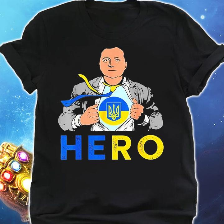 Hero Volodymyr Zelensky I Stand With Ukraine Ukrainian Flag Love Ukraine T-Shirt t-shirt shirt