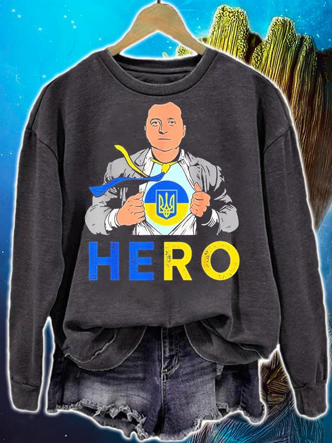 Hero Volodymyr Zelensky I Stand With Ukraine Ukrainian Flag Love Ukraine T-Shirt t-shirt sweatshirt