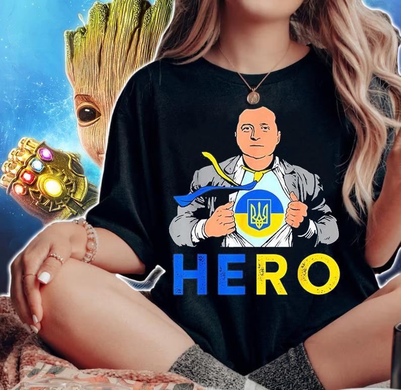 Hero Volodymyr Zelensky I Stand With Ukraine Ukrainian Flag Love Ukraine T-Shirt t-shirt woman shirt