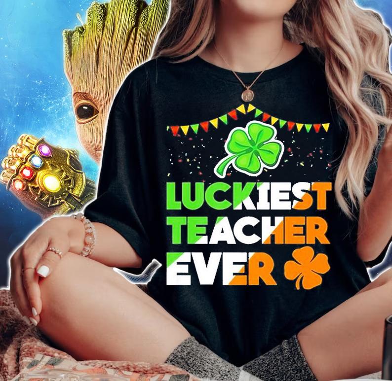 Luckiest Teacher Ever Irish Flag Shamrock St Patrick's Day T-Shirt t-shirt woman shirt