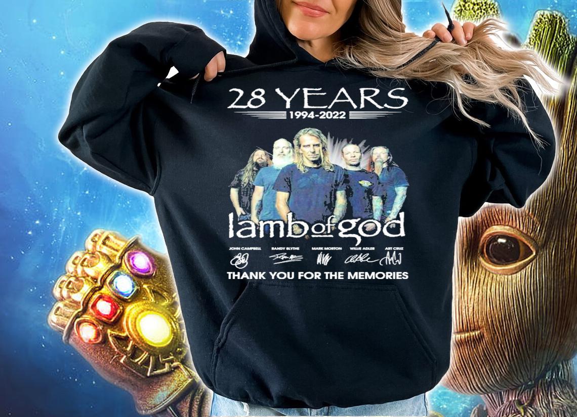 Official 28 Years 1994-2022 Lamb Of God Signatures Thank You For The Memories Shirt t-shirt hoodie