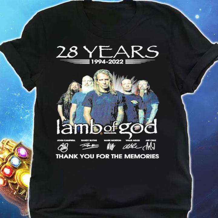 Official 28 Years 1994-2022 Lamb Of God Signatures Thank You For The Memories Shirt t-shirt shirt