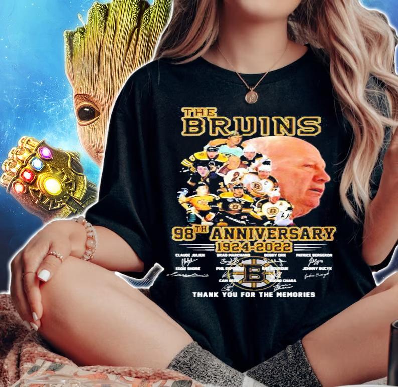 The Bruins 98th Anniversary 1924-2022 Signatures Thank You For The Memories Shirt t-shirt woman shirt
