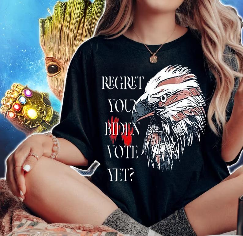Trump Regret Your Vote Yet Anti Biden Republican Eagle USA Flag Biden T-Shirt t-shirt woman shirt