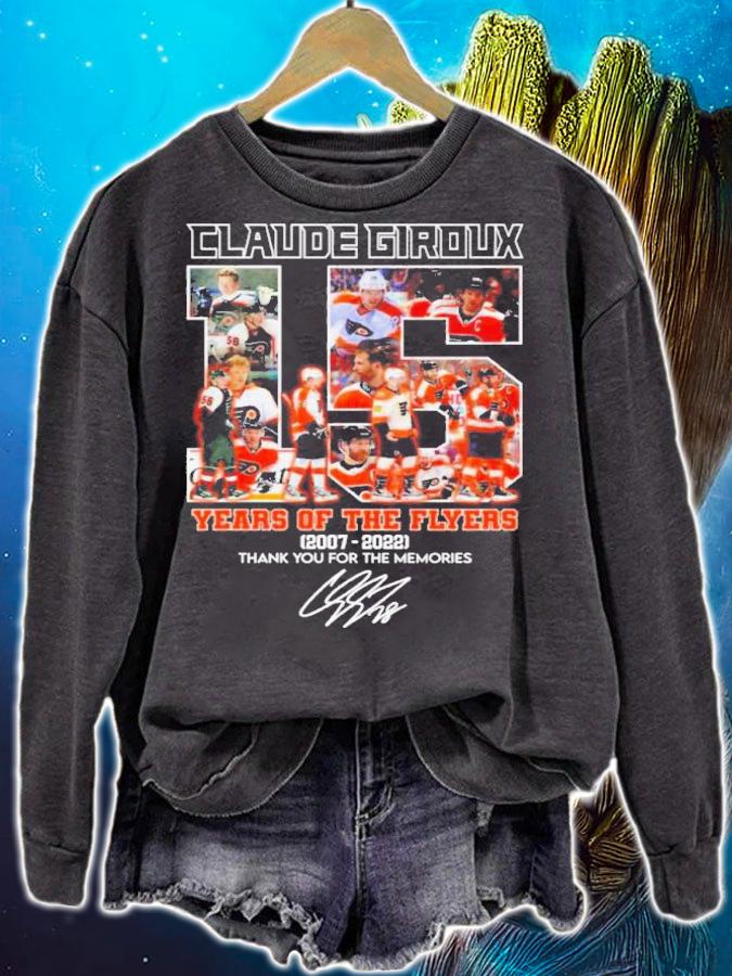 Claude Giroux 15 Years Of The Flyers 2007-2022 Signatures Thank You For The Memories Shirt t-shirt sweatshirt