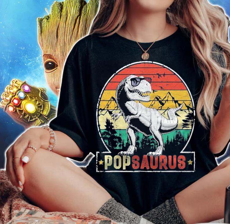 Funny T Rex Dinosaur Popsaurus Matching Family Men Shirt t-shirt woman shirt