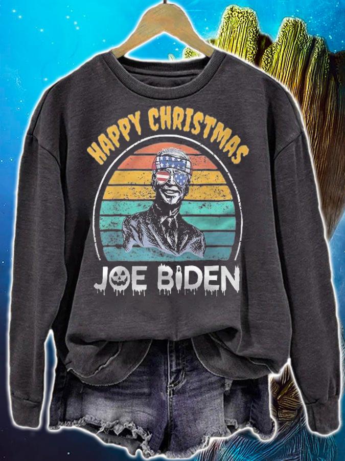 Happy Christmas Halloween 2021 Joe Biden Retro T-Shirt t-shirt sweatshirt