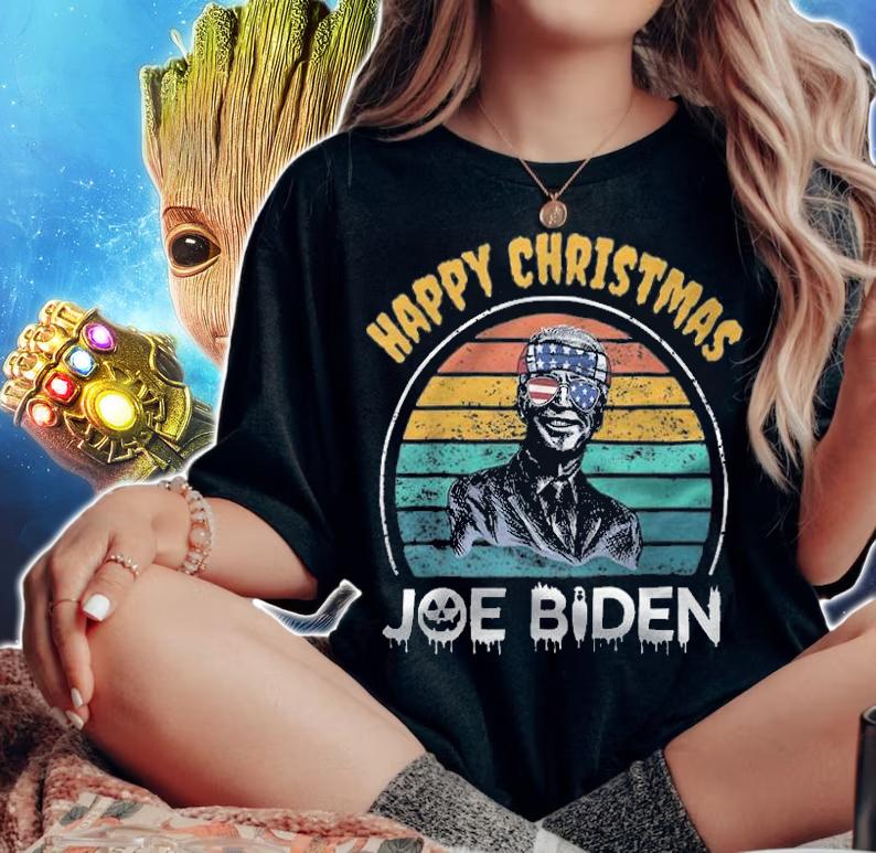 Happy Christmas Halloween 2021 Joe Biden Retro T-Shirt t-shirt woman shirt