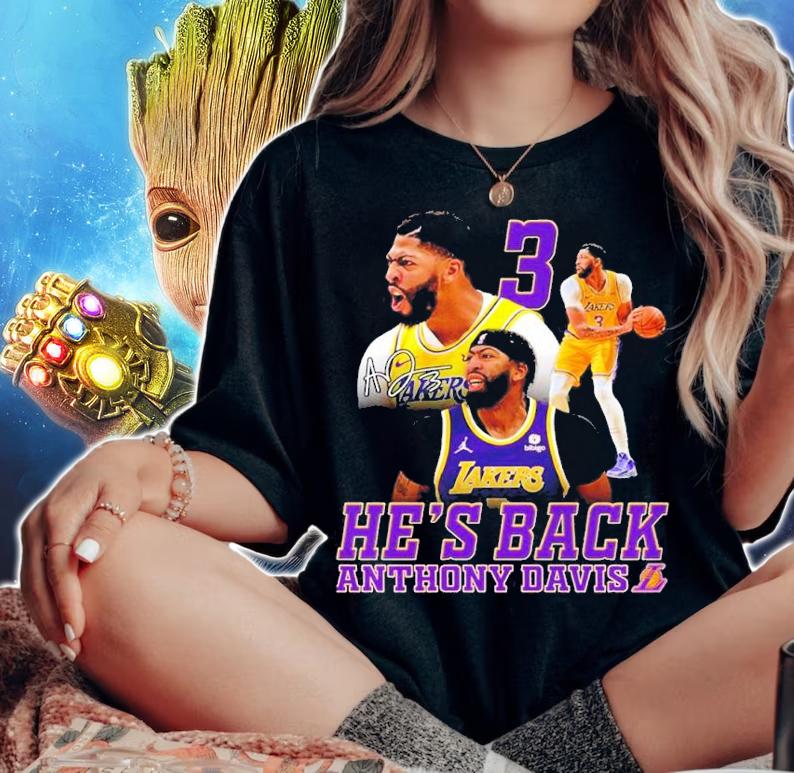 He's Back Anthony Davis Los Angeles Lakers Basketball Signatures Shirt t-shirt woman shirt