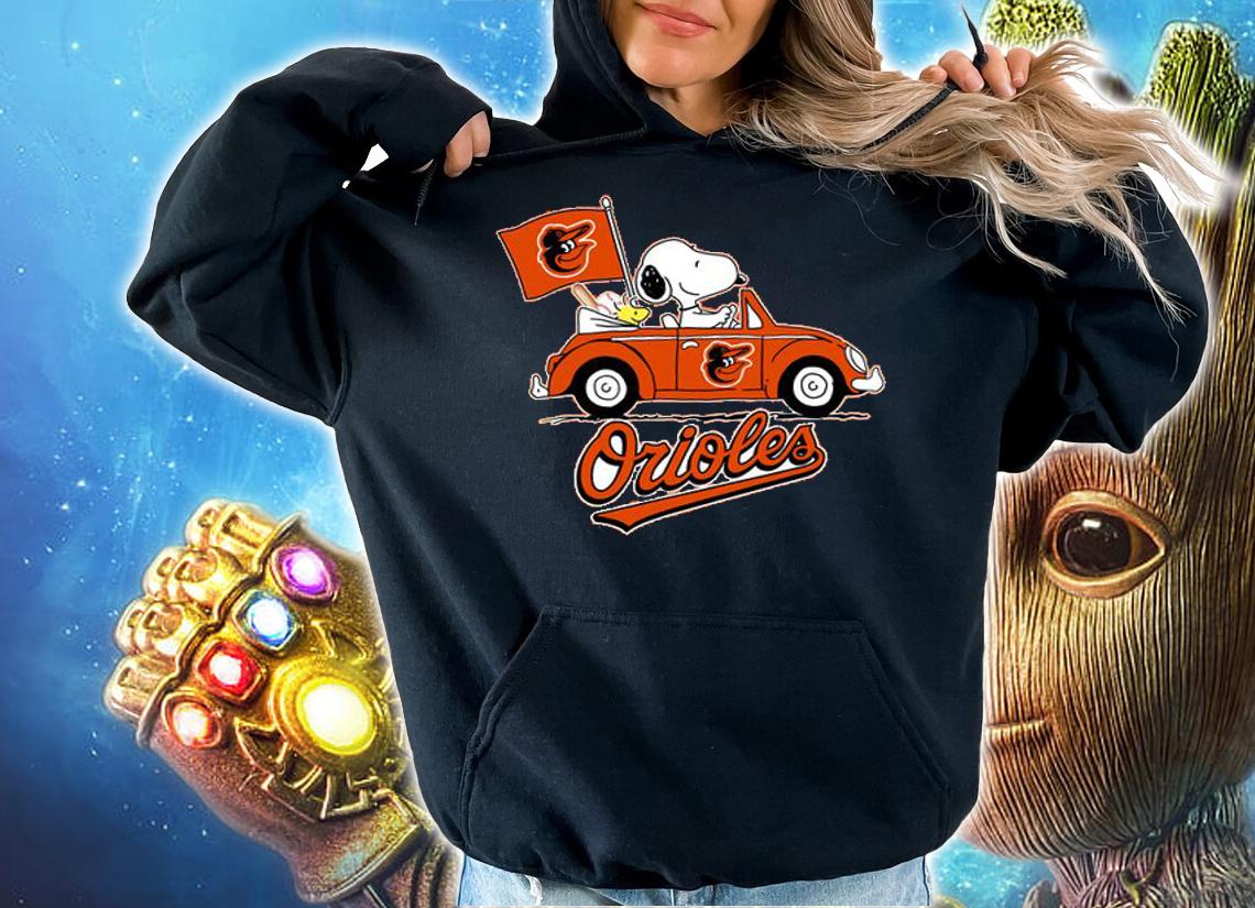 Baltimore Orioles Snoopy Woodstock Driving Car t-shirt hoodie