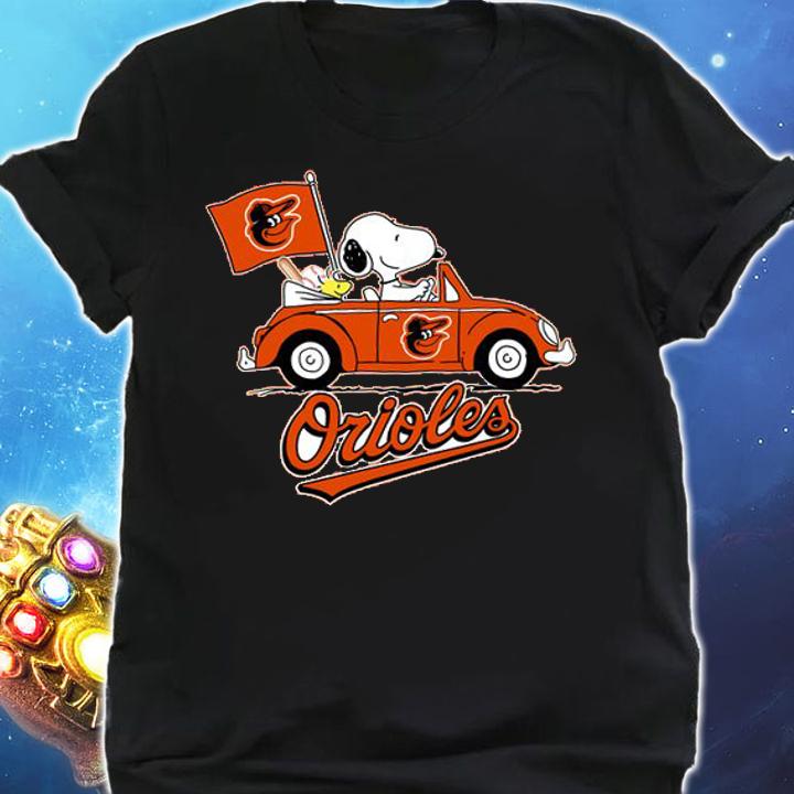 Baltimore Orioles Snoopy Woodstock Driving Car t-shirt shirt