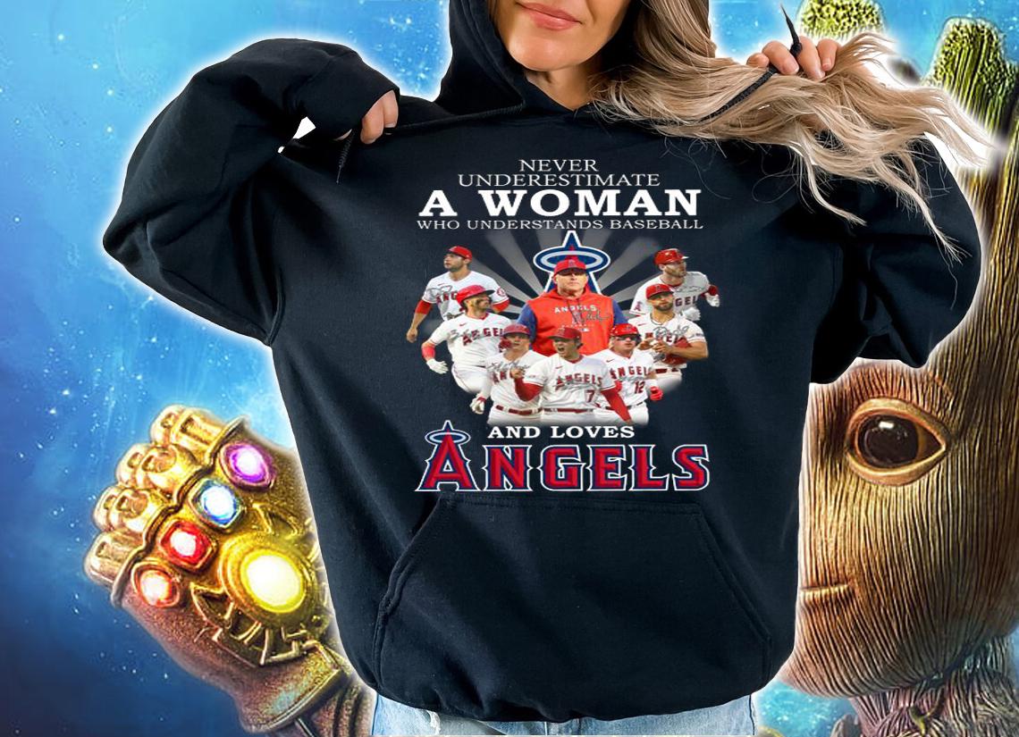 Los Angeles Angels Never Underestimate A Woman Who Understand Baseball And Loves Angels Signatures t-shirt hoodie